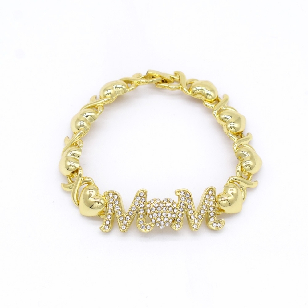 18k Layered real gold filled xo mom bracelet 7.5"